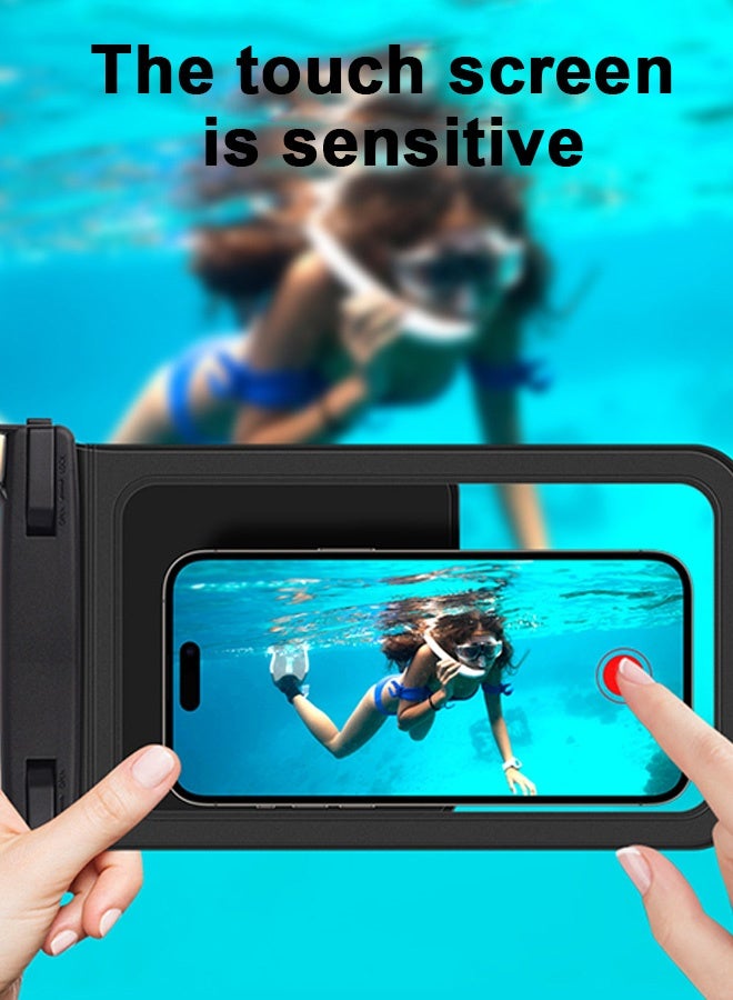 Photon Waterproof Phone Pouch Double Space, IPX8 Waterproof Phone Case with Lanyard, Clear Dry Bag with Secure Closure (Black) - Image 5