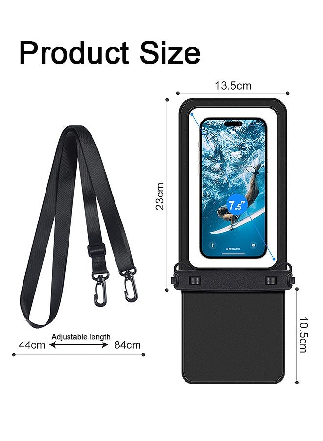 Photon Waterproof Phone Pouch Double Space, IPX8 Waterproof Phone Case with Lanyard, Clear Dry Bag with Secure Closure (Black) - Image 2