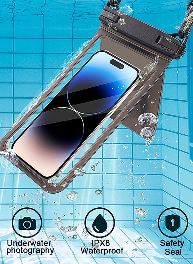 Photon Waterproof Phone Pouch Double Space, IPX8 Waterproof Phone Case with Lanyard, Clear Dry Bag with Secure Closure (Black) - Image 3