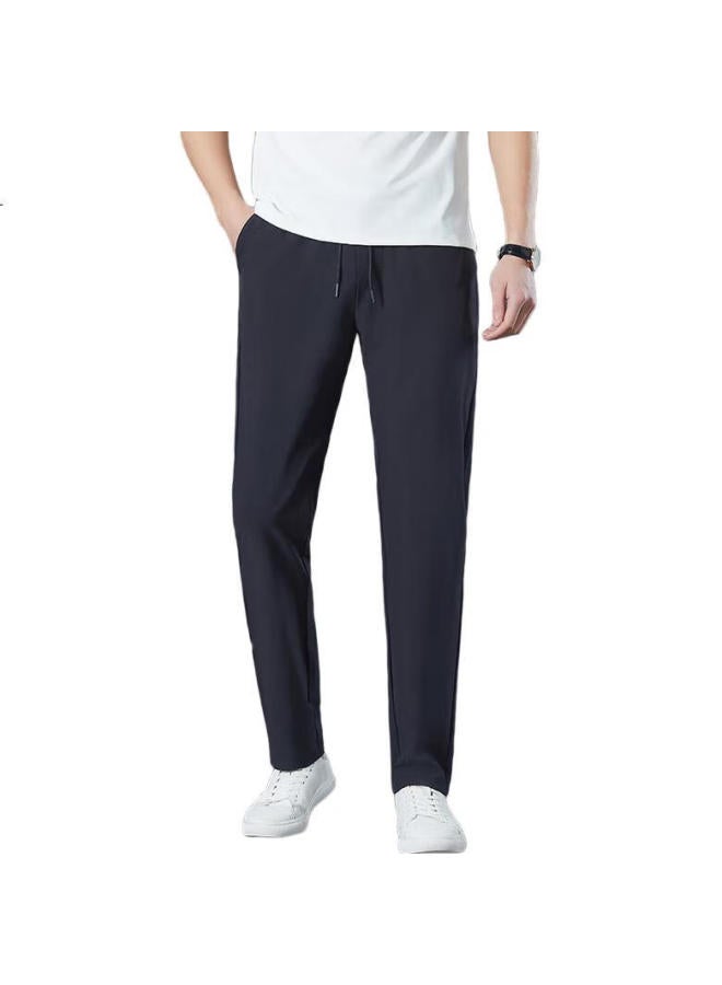Romon Men'S Drawstring Sports Casual Pants, High-Quality Loose Elastic Straight-Leg Trousers, 02Kz Dark Blue Xl - Image 2