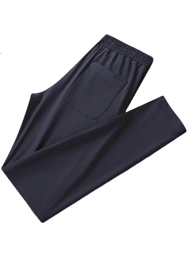 Romon Men'S Drawstring Sports Casual Pants, High-Quality Loose Elastic Straight-Leg Trousers, 02Kz Dark Blue Xl - Image 3