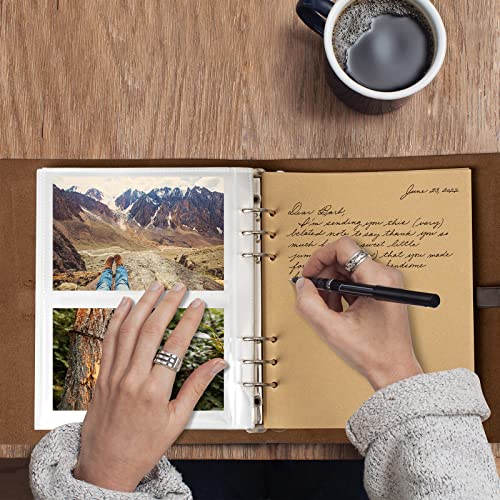 NEONSIGNS ألبوم صور 4x6 200 صورة، ألبومات صور جلدية أصلية مع مساحة للكتابة و30 ورقة كتابة، ألبوم صور عائلي للسفر، زفاف، أطفال، تخرج، صورة بالموجات فوق الصوتية، ألبوم صور (بسيط) - Image 2