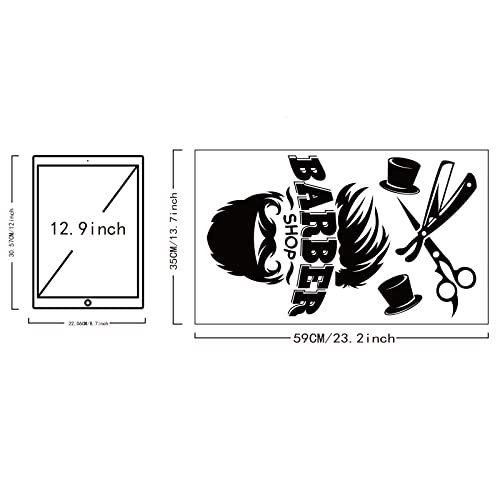 SUPERDANT Barber Shop Wall Sticker Black and White Hairdressing Theme Vinyl Wall Decor Barber Shop Decal Wallpaper Art Stickers for Home Bedroom Living Room Barber Shop Decorations 23.2x13.7in - Image 2
