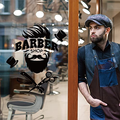 SUPERDANT Barber Shop Wall Sticker Black and White Hairdressing Theme Vinyl Wall Decor Barber Shop Decal Wallpaper Art Stickers for Home Bedroom Living Room Barber Shop Decorations 23.2x13.7in - Image 4