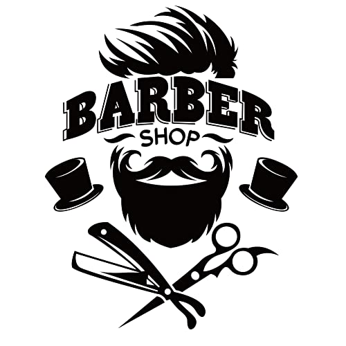 SUPERDANT Barber Shop Wall Sticker Black and White Hairdressing Theme Vinyl Wall Decor Barber Shop Decal Wallpaper Art Stickers for Home Bedroom Living Room Barber Shop Decorations 23.2x13.7in - Image 1