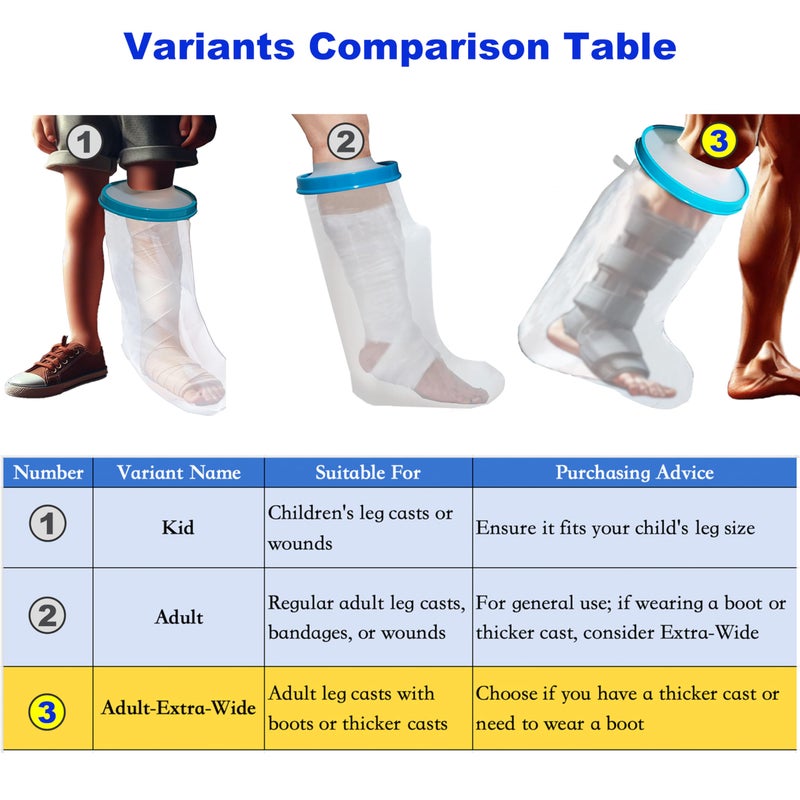 Tideshake - 100% Waterproof Extra Wide Leg Cast Cover for Showering, Reusable Extra Large Adult Short Leg Cast Protector, Cast Bag for Shower, Cast Cover for Showering Foot - Image 5