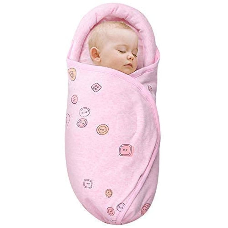 Knirose Premium Soft Cotton Baby Swaddle Blankets, Unisex Baby Blanket Wrap for Newborn Baby Boys Girls, Skin Friendly Wearable Swaddling Sleep Sack Calms Startle Reflex (Button, Peachpink, 0-3 Months) - Image 1