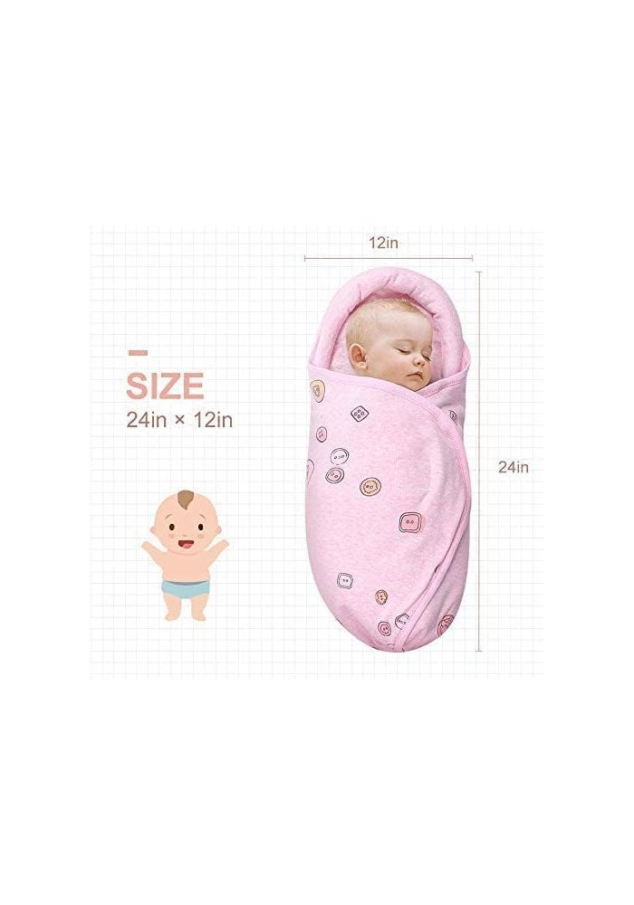 Knirose Premium Soft Cotton Baby Swaddle Blankets, Unisex Baby Blanket Wrap for Newborn Baby Boys Girls, Skin Friendly Wearable Swaddling Sleep Sack Calms Startle Reflex (Button, Peachpink, 0-3 Months) - Image 3