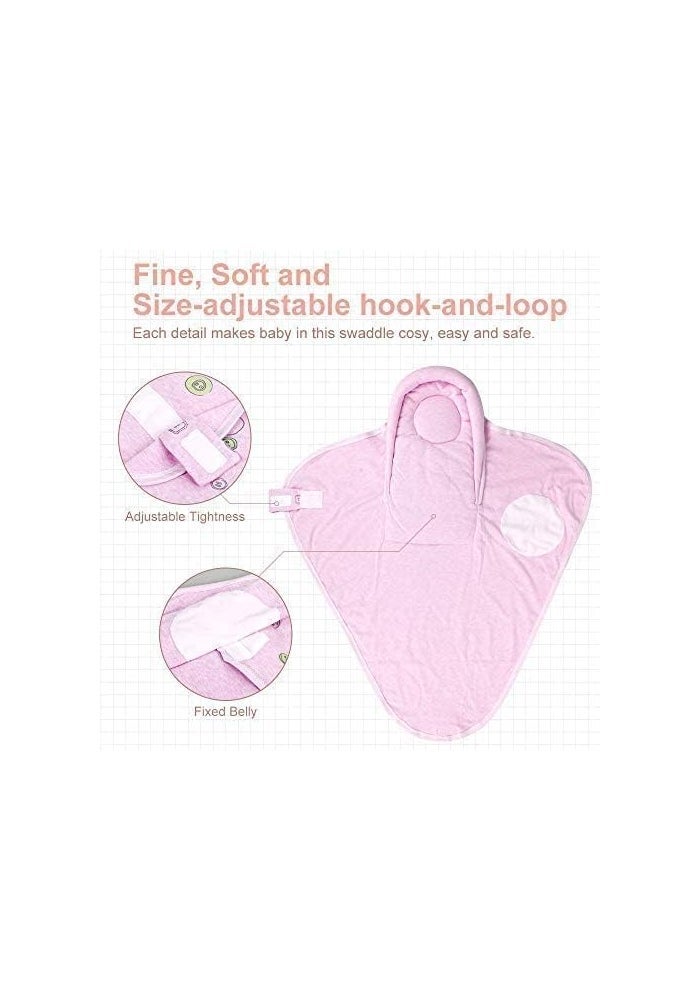 Knirose Premium Soft Cotton Baby Swaddle Blankets, Unisex Baby Blanket Wrap for Newborn Baby Boys Girls, Skin Friendly Wearable Swaddling Sleep Sack Calms Startle Reflex (Button, Peachpink, 0-3 Months) - Image 5