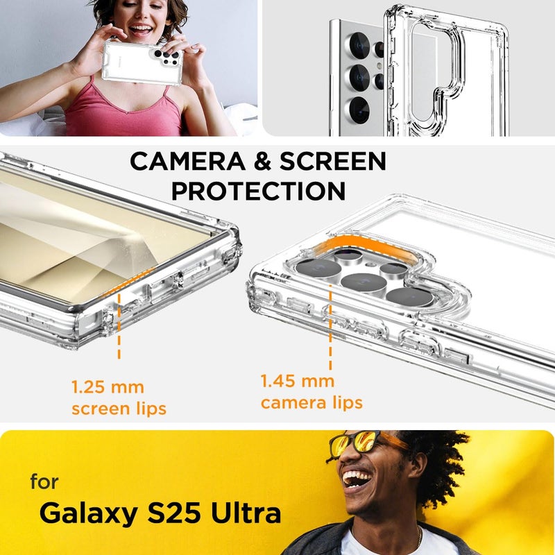AICase for Samsung Galaxy S25 Ultra Case Clear,Heavy Duty Durable 3-Layer Crystal Transparent [Not Yellowing][Military Grade Drop Protection] Shockproof/DropProof Protective for S25 Ultra 6.9" 2025_1 - Image 4