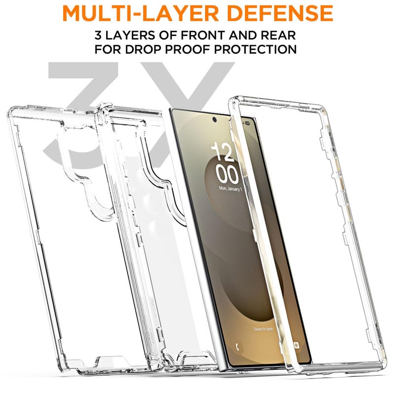 AICase for Samsung Galaxy S25 Ultra Case Clear,Heavy Duty Durable 3-Layer Crystal Transparent [Not Yellowing][Military Grade Drop Protection] Shockproof/DropProof Protective for S25 Ultra 6.9" 2025_1 - Image 2