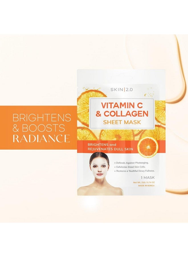 Skin 2.0 Skin 2.0 Vitamin C & Collagen Sheet Mask - Anti-Aging, Wrinkle & Age Spot Reducer, Hydrating & Moisturizing - Dermatologist Tested Korean Skincare, Clean Beauty, Cruelty-Free, All Skin Types - 5 Masks - Image 2