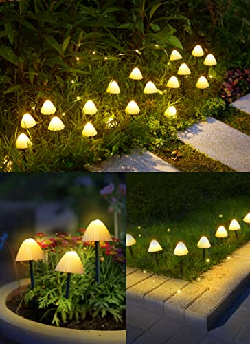 Brightown Solar Mushroom Garden Lights for Outside, 20 LED 32.8FT Solar Pathway Lights Outdoor Waterproof for Fence with 8 Lighting Modes for Patio Yard Decorative - Image 2