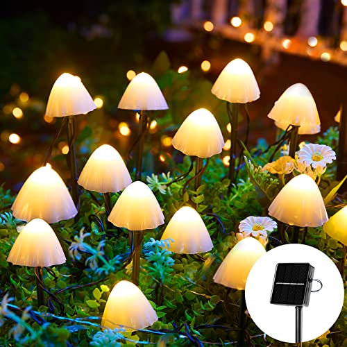 Brightown Solar Mushroom Garden Lights for Outside, 20 LED 32.8FT Solar Pathway Lights Outdoor Waterproof for Fence with 8 Lighting Modes for Patio Yard Decorative - Image 1