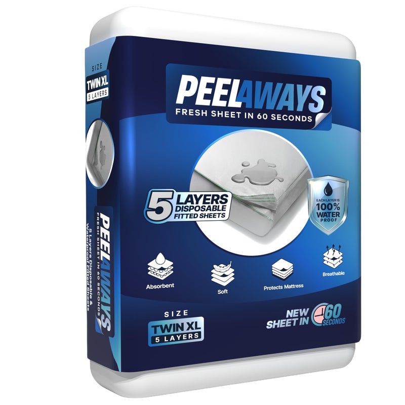 PEELAWAYS Waterproof Disposable Bed Sheets â€“ for Use in Home Mattresses, Hospital Beds, Massage Tables, Hotels, and Campers â€“ Comes with 5 Quick and Easy Peel Away Layers for Your Use