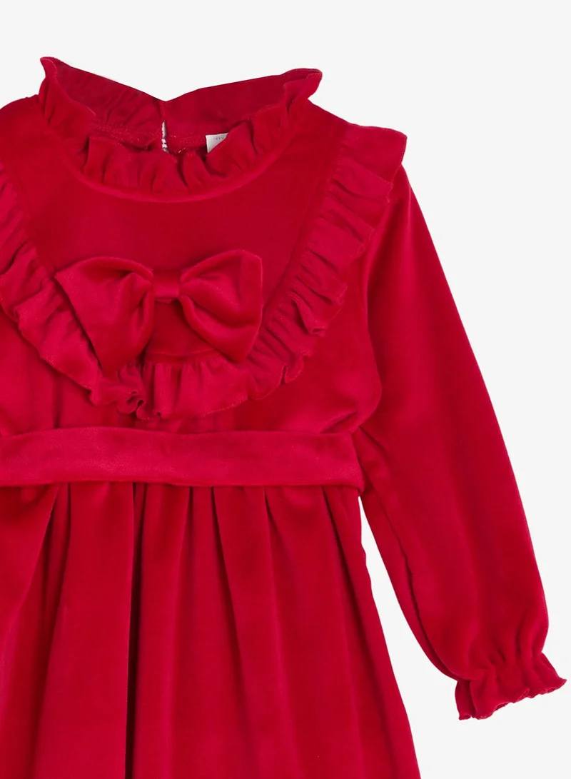 Pinata  Velvet Frill Neck Red Occasion Dress for Women | Best Price UAE