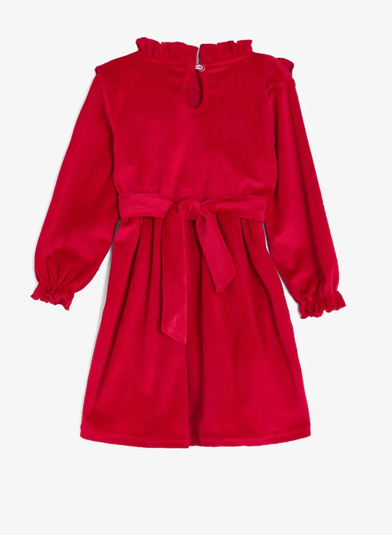 Pinata  Velvet Frill Neck Red Occasion Dress for Women | Best Price UAE