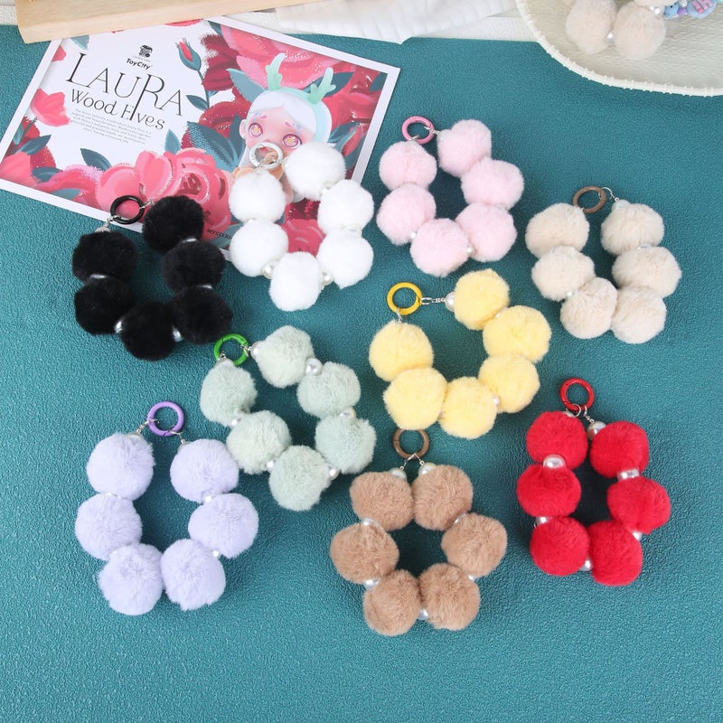 New Plush Colorfuled Fur Ball Hanging Chain Mobile Phone Case Decoration Creative Painted Spring Ring Accessories Women''s Bag Decoration - Image 2