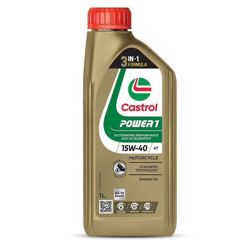 Castrol 3383314 POWER1 4T 15W-40 API SN Synthetic Engine Oil for Bikes (1L) - Image 5
