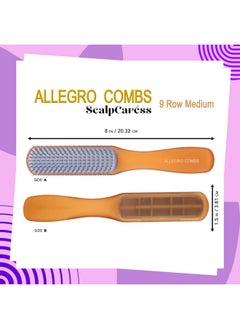 Allegro Combs Scalpcaress Hair Brushes For Women Mens Brush Children Detangler Brush For Curly Hair Curly Hair Brush Slick Back Hair Brush (Browm Medium)  - Image 2