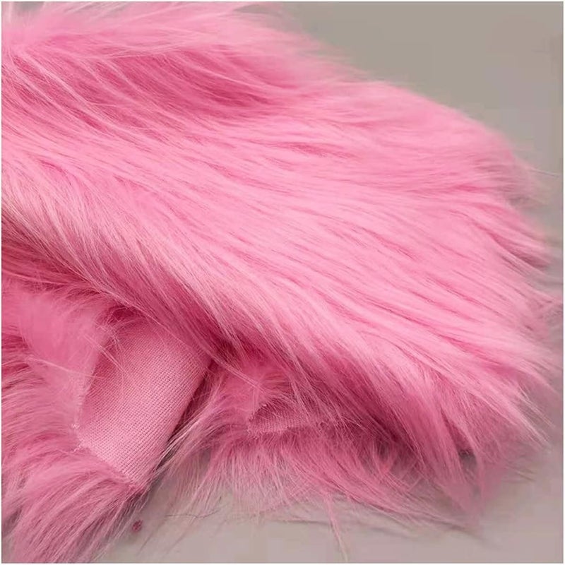 Faux Fur Faux Fur Fabric 170x50cm Fluffy Long Hair Faux Fur Fabric for Costume, Art Crafts, Photography, Home Decor Use Fake Fur Fabric for DIY, Craft Fur Decoration (Color : Pink) - Image 1
