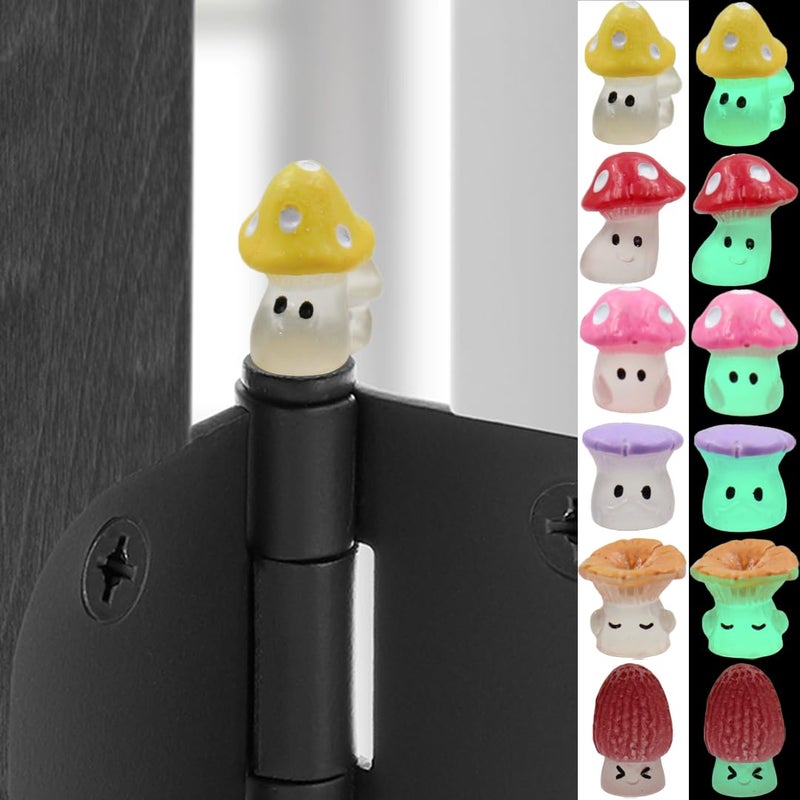 Wallertree Mushroom Hinge Head Home Decoration Set of 6 - Glow in The Dark Hinge Heads Decorative Topper - Magnetic Hinge Head Toppers - Image 1