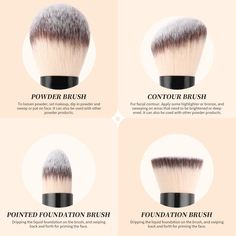 DUcare Makeup Brushes Duo End Foundation Contour Powder and Buffer Brush Bronzer Double Makeup Brush Set 2Pcs black - Image 2