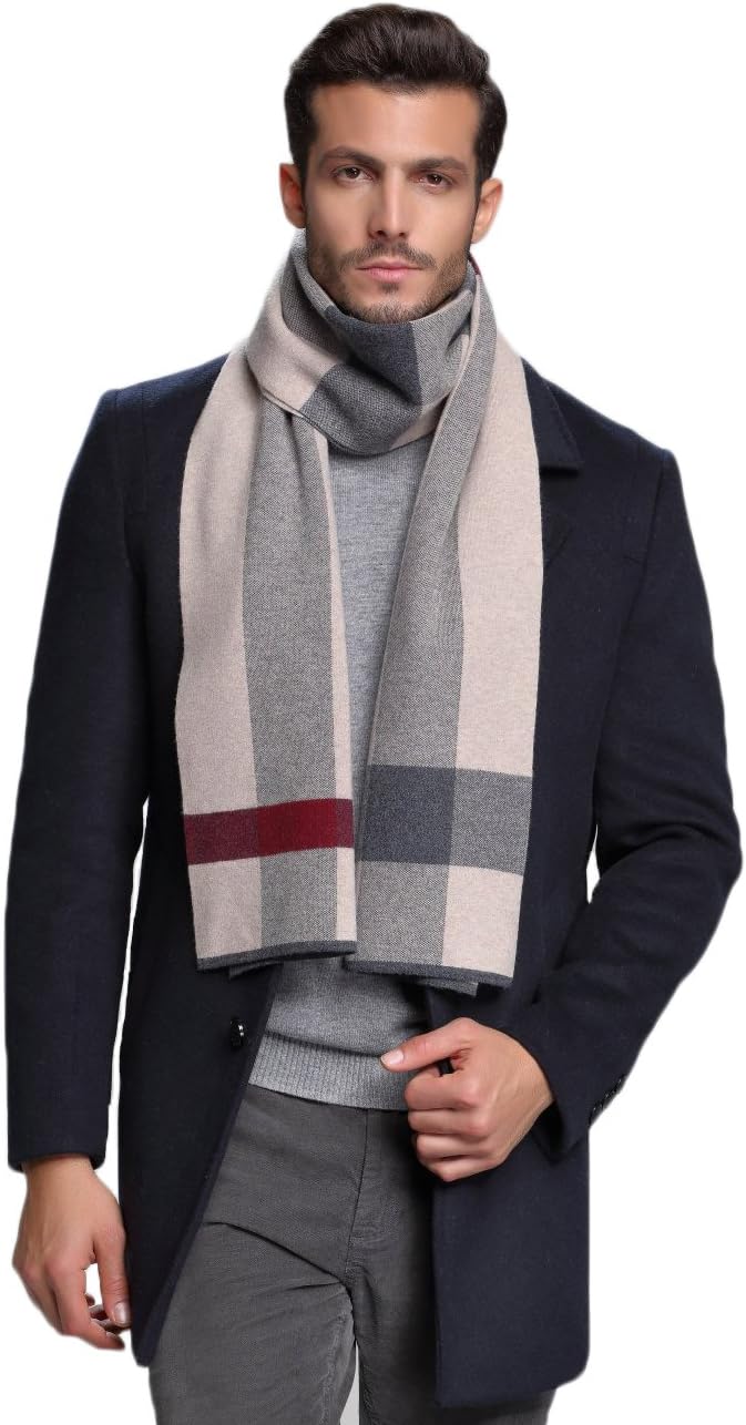 IONA Men's Winter Cashmere Feel Australian Wool Soft Warm Knitted Scarf - Image 1