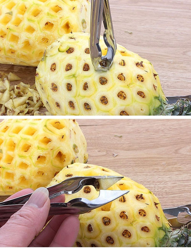 Luxoper Stainless Steel Pineapple Eye Remover Peeler Tool - Portable Fruit Cutter, Corer, Seed Remover, Slicer, Clip Peeling Knife Kitchen Pineapple Tool for Easy Eye Removal, Peeling & Slicing - Image 3