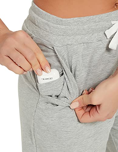 SPECIALMAGIC Women Capri Pants Cotton Yoga Wide Leg Pajama Pants Capris Sweatpants Sports Light Grey XX-Large - Image 3