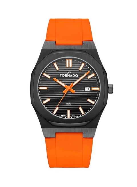Tornado Spectra Men's Japan Quartz Movement Watch, Analog Display and Silicone Strap - T22002-BSOB, Orange