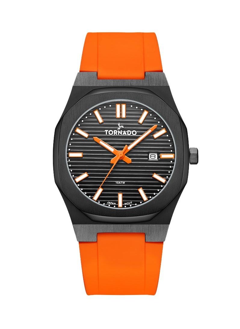 TORNADO - Tornado Spectra Men's Japan Quartz Movement Watch, Analog Display and Silicone Strap - T22002-BSOB, Orange - Image 1