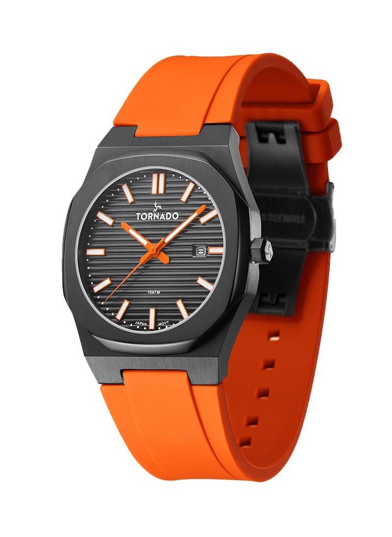 TORNADO - Tornado Spectra Men's Japan Quartz Movement Watch, Analog Display and Silicone Strap - T22002-BSOB, Orange - Image 1
