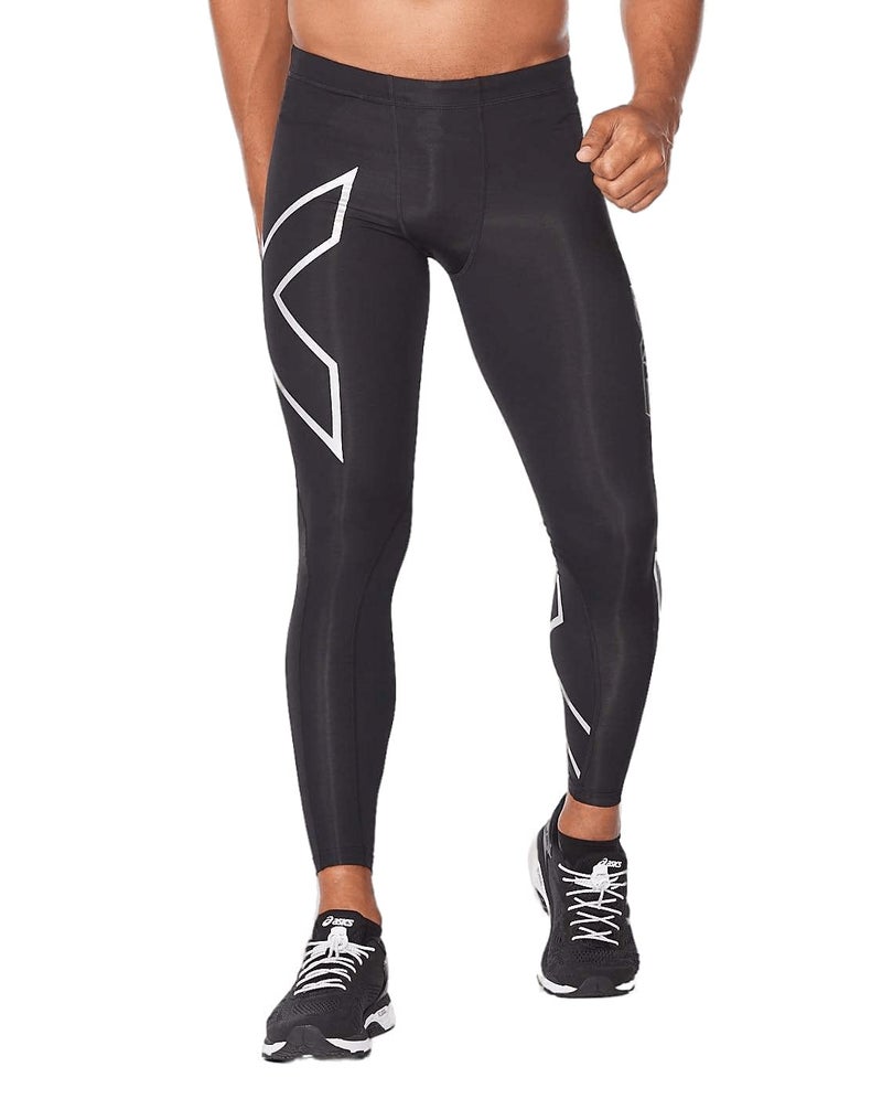 2XU Men's Core Compression Tights, Black/Silver, Small