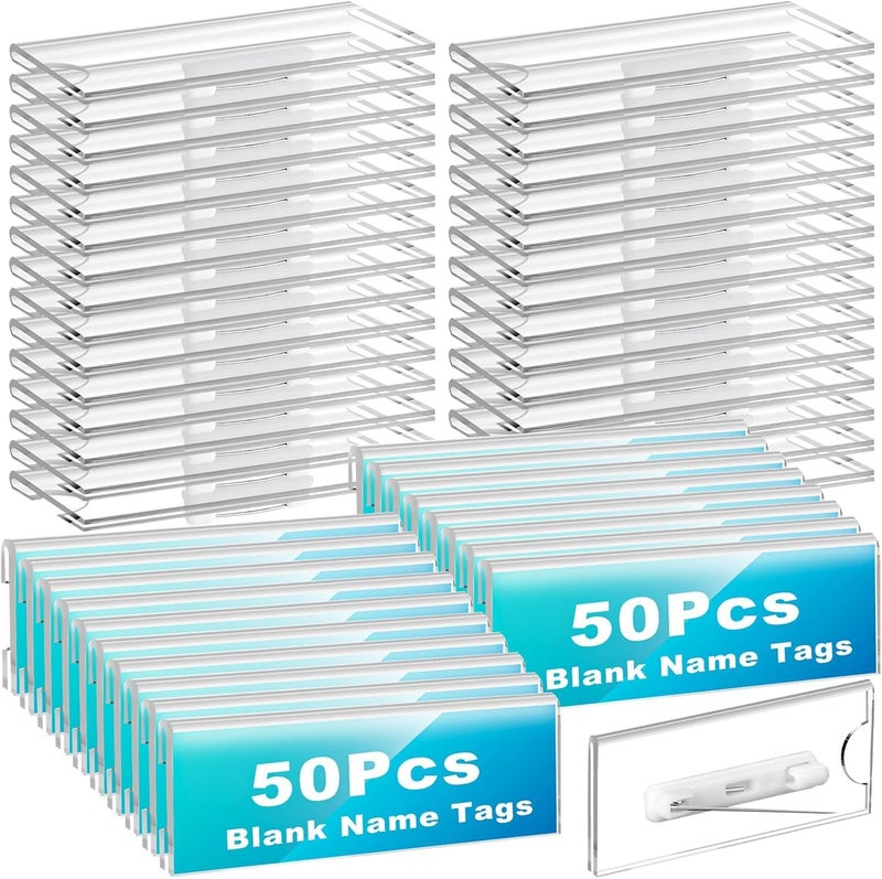 Neill® Acrylic Name Badge Holders, Size 1.18"x 3.0", Pack of 50Pcs, Clear Label Holders, Printable Paper Inserts Name Badge Holder Custom Name Tag Clear/Transparent - Image 5