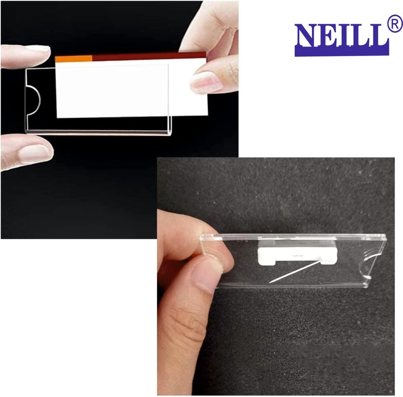 Neill® Acrylic Name Badge Holders, Size 1.18"x 3.0", Pack of 50Pcs, Clear Label Holders, Printable Paper Inserts Name Badge Holder Custom Name Tag Clear/Transparent - Image 2