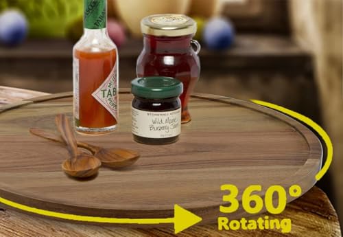 AUAM 11" Acacia Wood Lazy Susan Organizer Kitchen Turntable for Cabinet Pantry Table Organization - Image 5