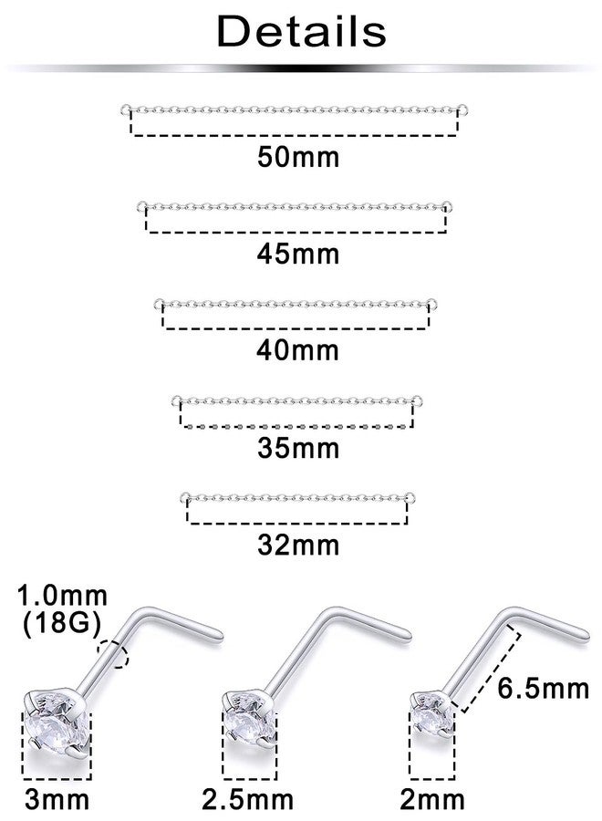 Ftovosyo Nose Ring Chain 18G Nose Chain Piercing Across Nose Piercings Surgical Steel Nose Studs with Chain Nose Piercing Jewelry Double Nose Rings for Women Men - Image 2
