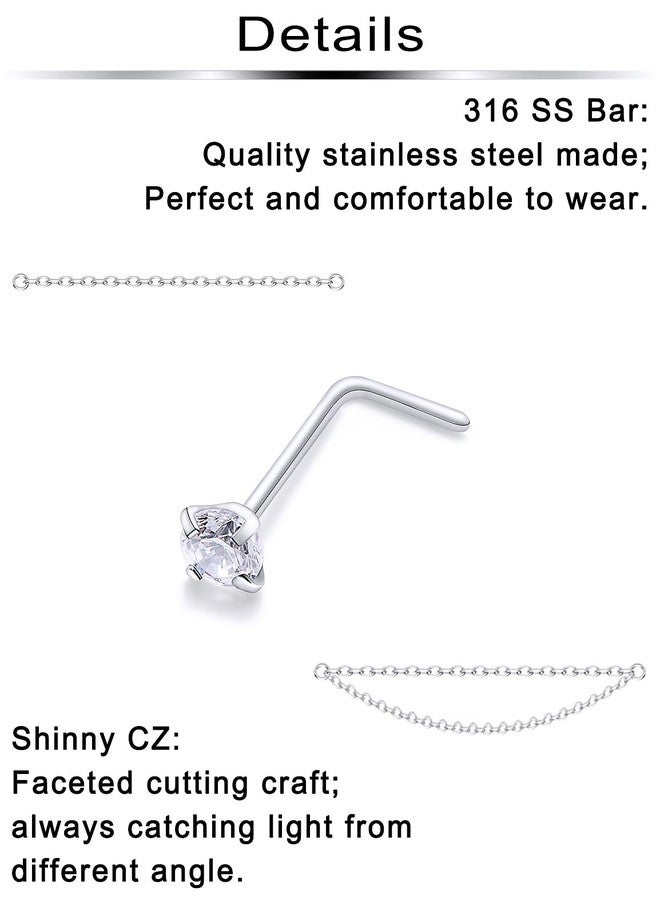 Ftovosyo Nose Ring Chain 18G Nose Chain Piercing Across Nose Piercings Surgical Steel Nose Studs with Chain Nose Piercing Jewelry Double Nose Rings for Women Men - Image 3