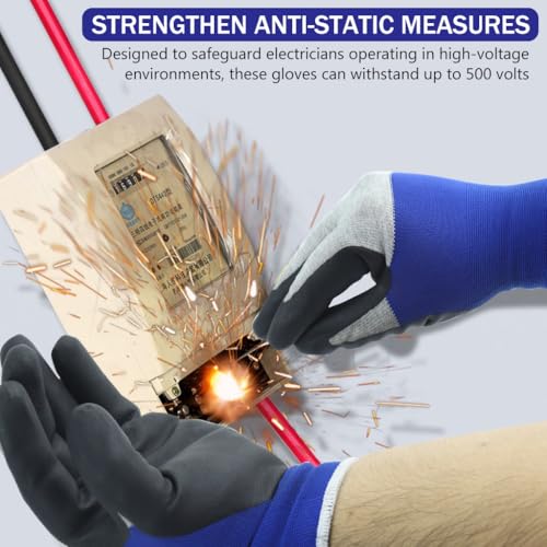 Serplex® Electrical Insulated Gloves with 500V High Voltage Resistance Electrician Safety Gloves Flame Retardant Work Insulation Work with Rubber Non Slip Design Electrician - Image 4
