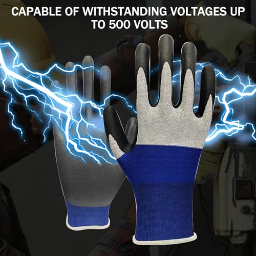 Serplex® Electrical Insulated Gloves with 500V High Voltage Resistance Electrician Safety Gloves Flame Retardant Work Insulation Work with Rubber Non Slip Design Electrician - Image 2