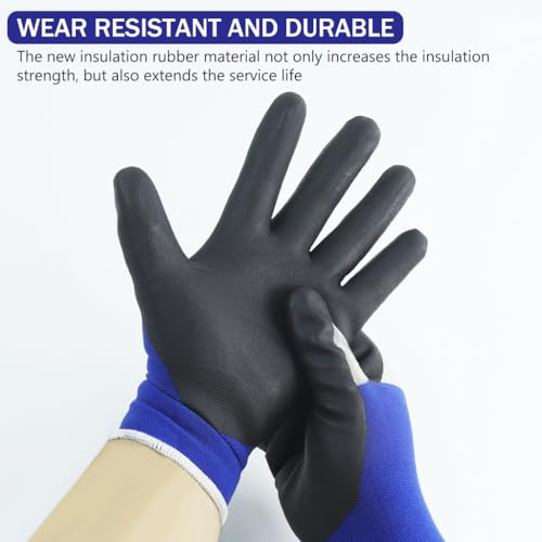 Serplex® Electrical Insulated Gloves with 500V High Voltage Resistance Electrician Safety Gloves Flame Retardant Work Insulation Work with Rubber Non Slip Design Electrician - Image 3