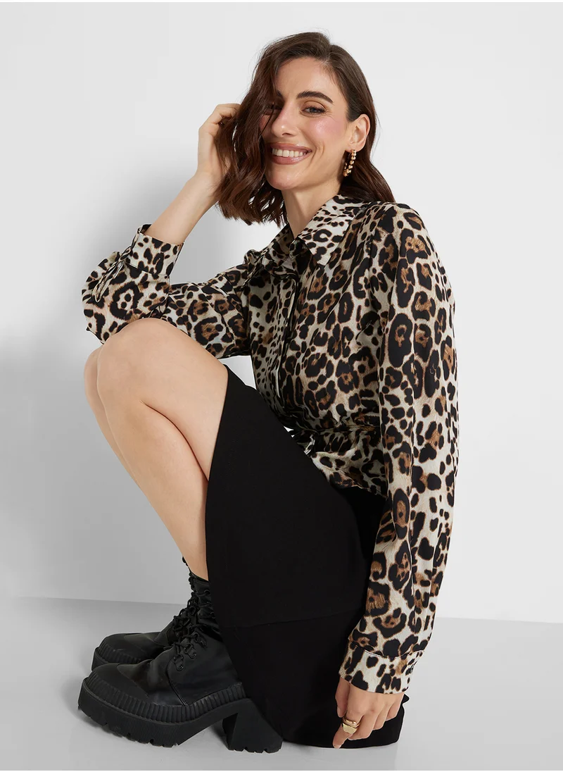 Ginger Leopard Print Fitted Shirt