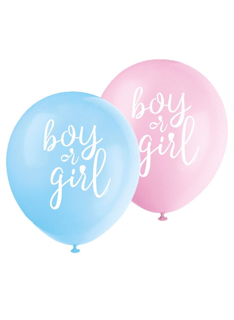 يونيك بالونات صبي أو فتاة من اللاتكس باللون الأزرق والوردي 30 سم، عبوة من 8 قطع - Image 1