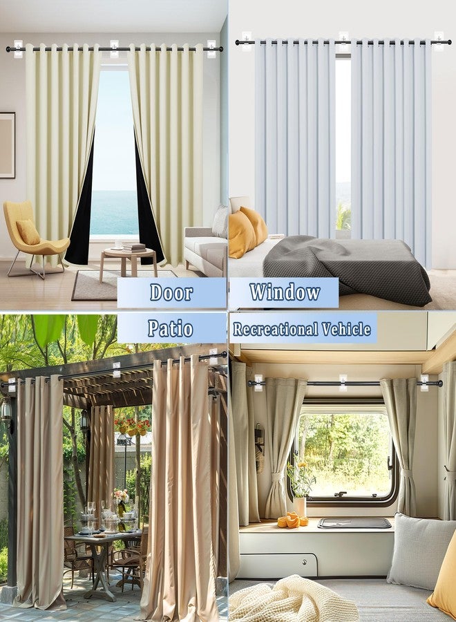 Tidisort 6PCS Self Adhesive Curtain Rod Holder No Drilling,No Drill Curtain Rod Brackets,Renter Friendly Draper Rod Hook,Nail Free Adjustable Non Screw Drapery Pole for Apartment Window Wall Door Ceiling Mount - Image 5