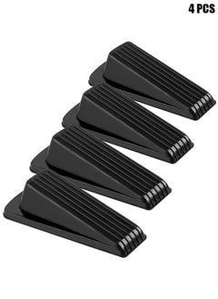 HY Door Stoppers, 4 Pack Premium Rubber Stoppers Wedge, Stops for Carpet Heavy Duty Door, Bottom of on Tile, Concrete, Carpet, Wooden Floor (Black)  - Image 1