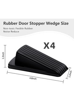 HY Door Stoppers, 4 Pack Premium Rubber Stoppers Wedge, Stops for Carpet Heavy Duty Door, Bottom of on Tile, Concrete, Carpet, Wooden Floor (Black)  - Image 2