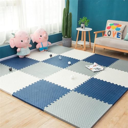 SIGNATRON Puzzle Flooring || Kids Interlocking Play mat || Shop Floor Mat || Kitchen Floor Mat || Pet Mat ||12 MM Thick (6 Tiles - 24 Square Feet, Grey - Blue - White) - Image 3