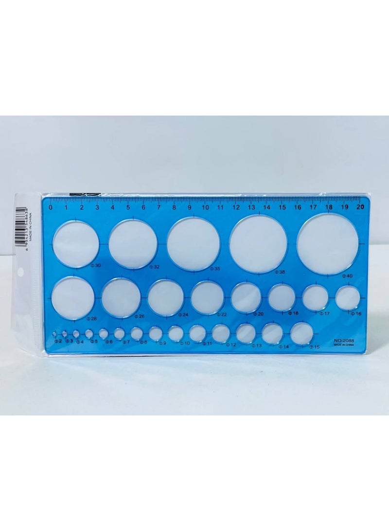 Circle ruler The ruler that has all the sizes of circles and each circle has its own diameter The plastic ruler and the circles Ruler length: 20 cm Bag: 4 pieces - Image 3