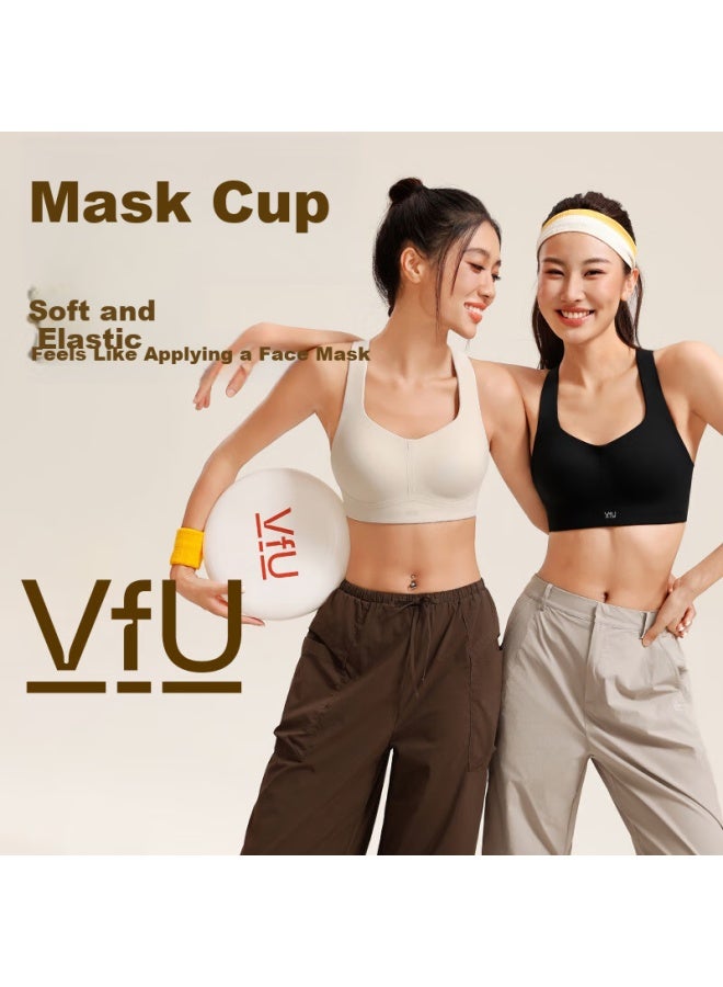 Vfu Sports Bra High Impact Workout Top Quick Dry Running Tank Top Lime Brown M - Image 4